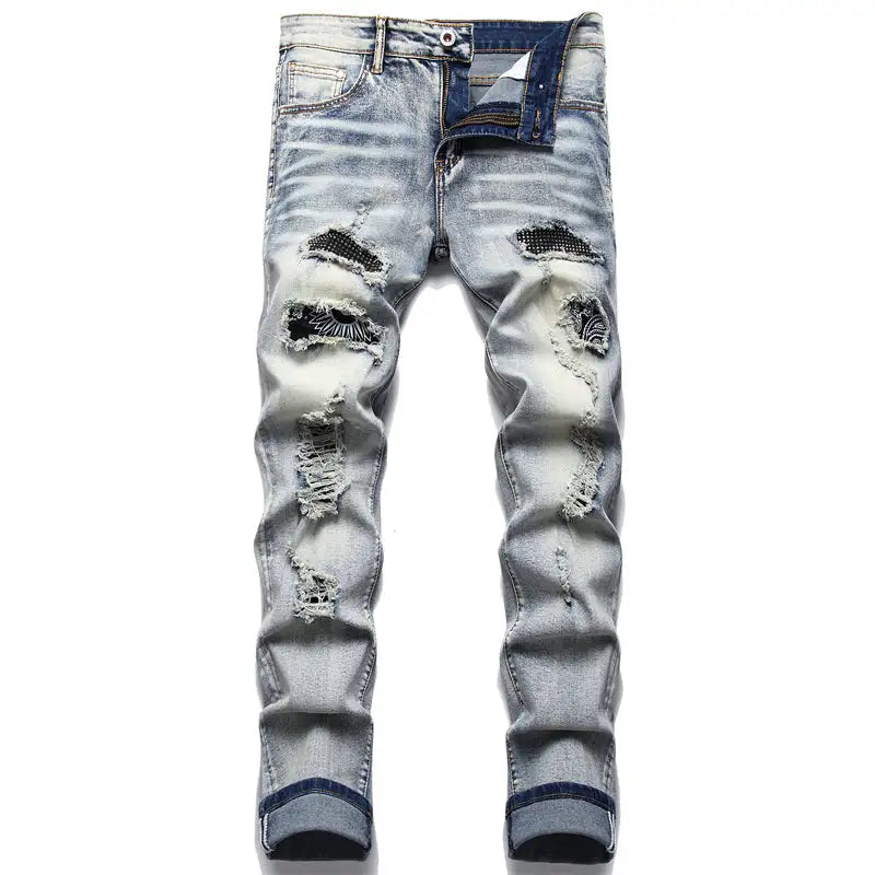 Men's Slim Fit Ripped Biker Jeans