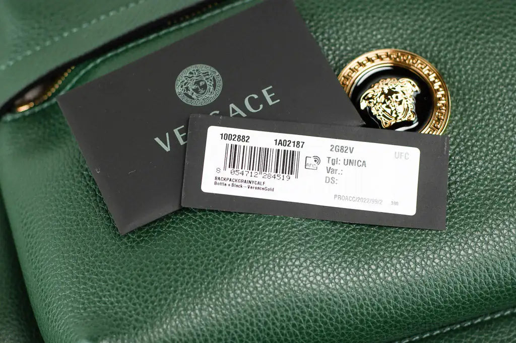 Versace Medusa Green Leather Shoulder Backpack