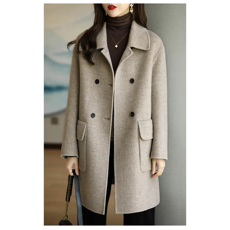 Women's Slim Fit And Mid Length Woolen Coat