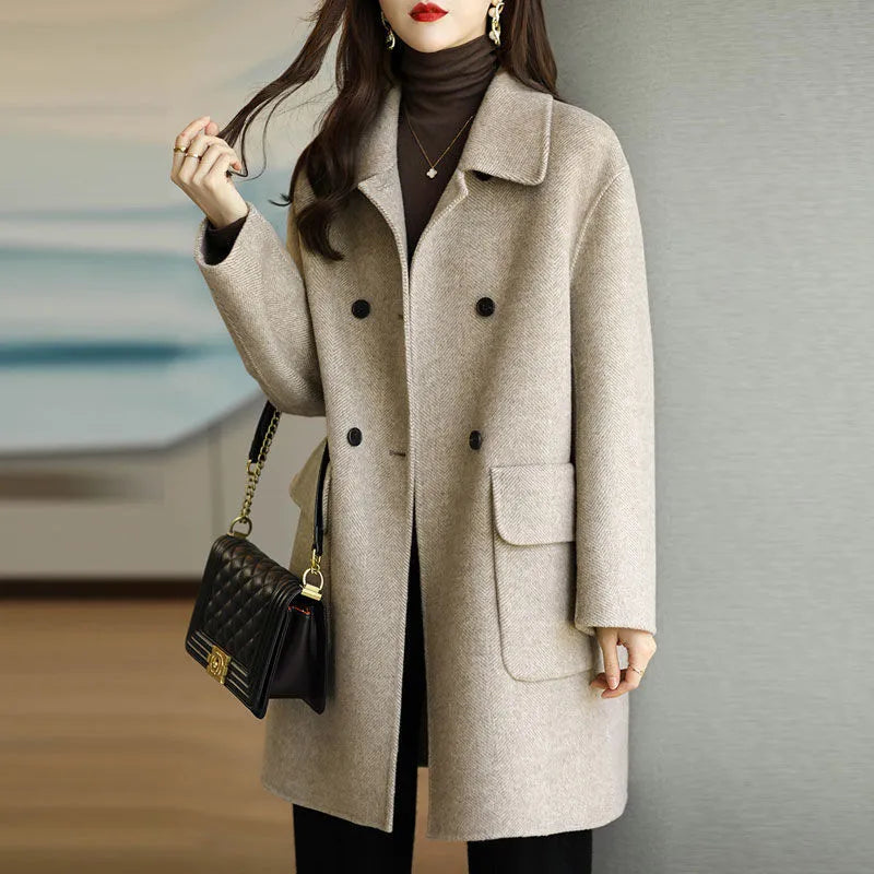 Women's Slim Fit And Mid Length Woolen Coat