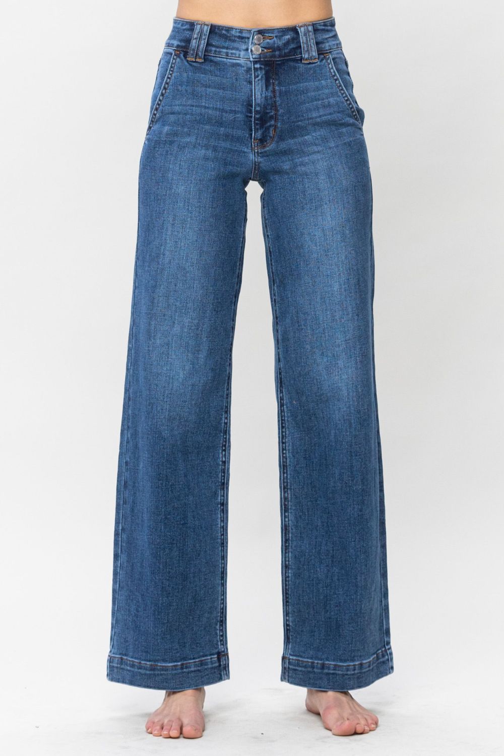 Women's Judy Blue Double Button Wide Leg Jeans