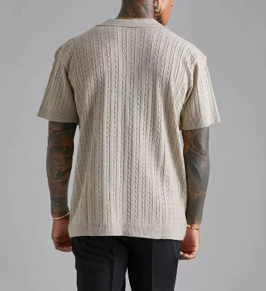 Men's Knitted Button Short-Sleeve Shirt