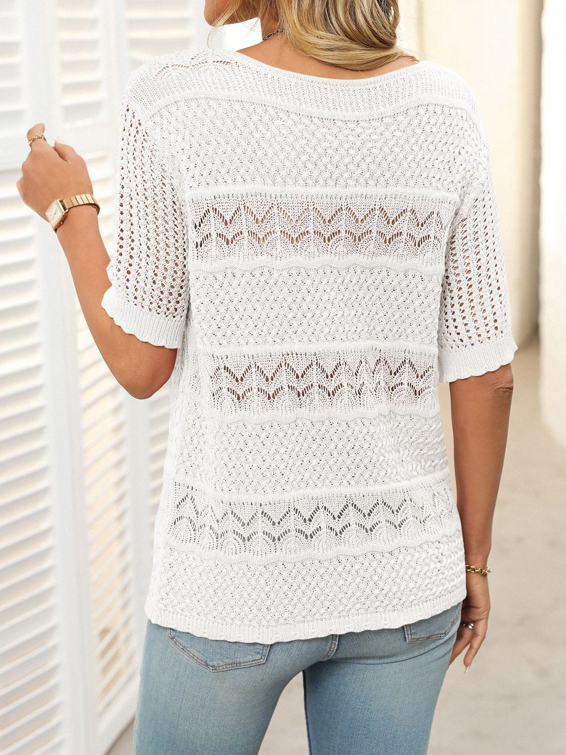 Women's Mandy Round Neck Half Sleeve Knit Top