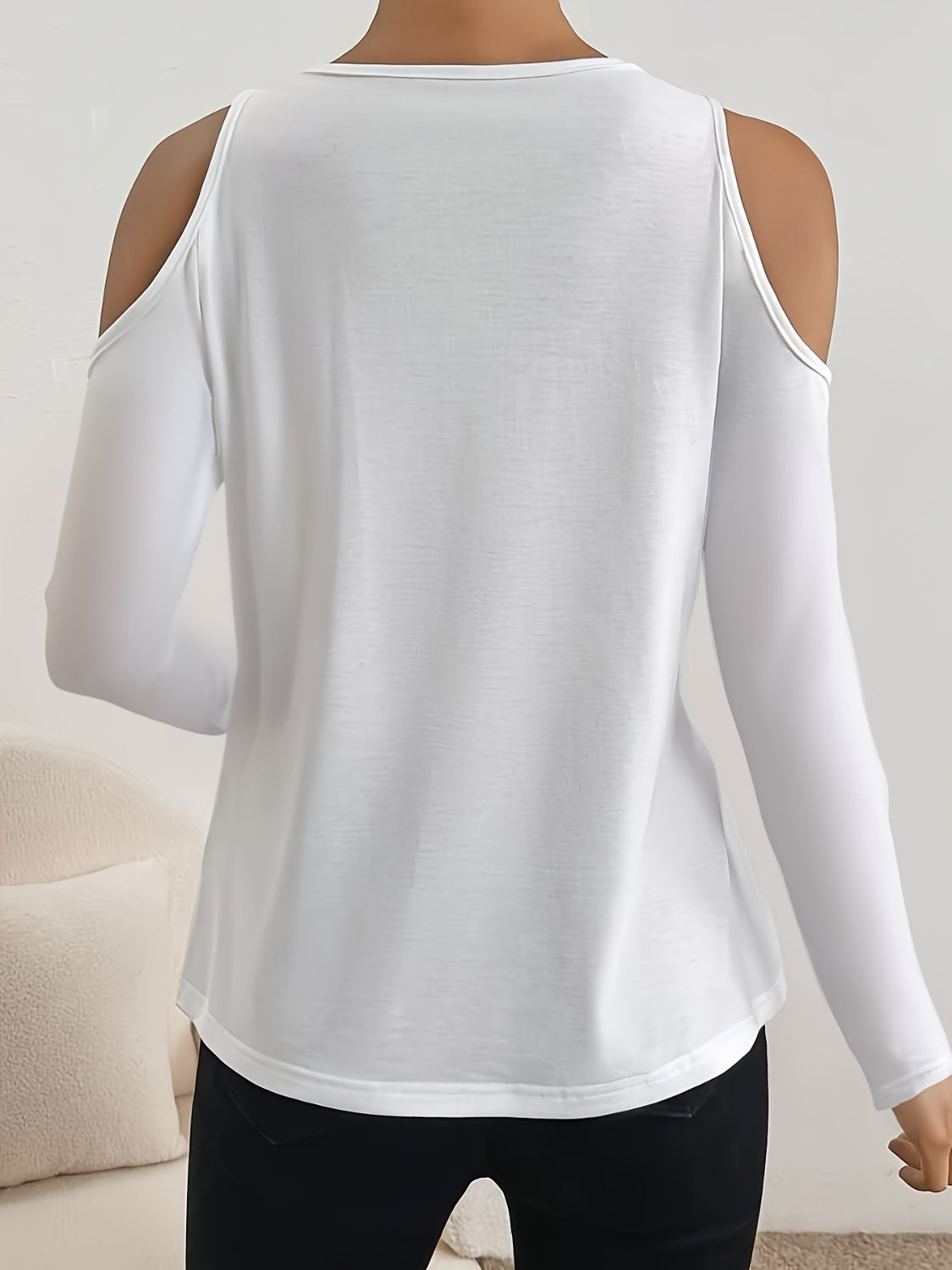 Women's V-Neck Cold Shoulder Long Sleeve Top