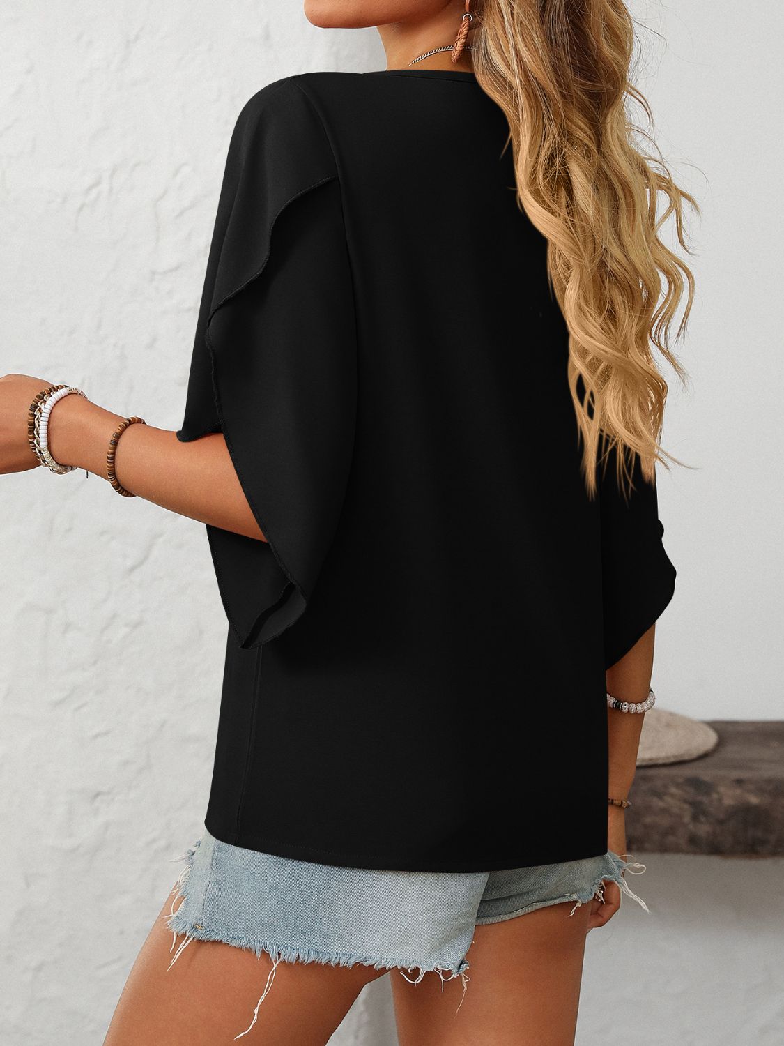 Women's Asymmetrical Neck Half Sleeve Top