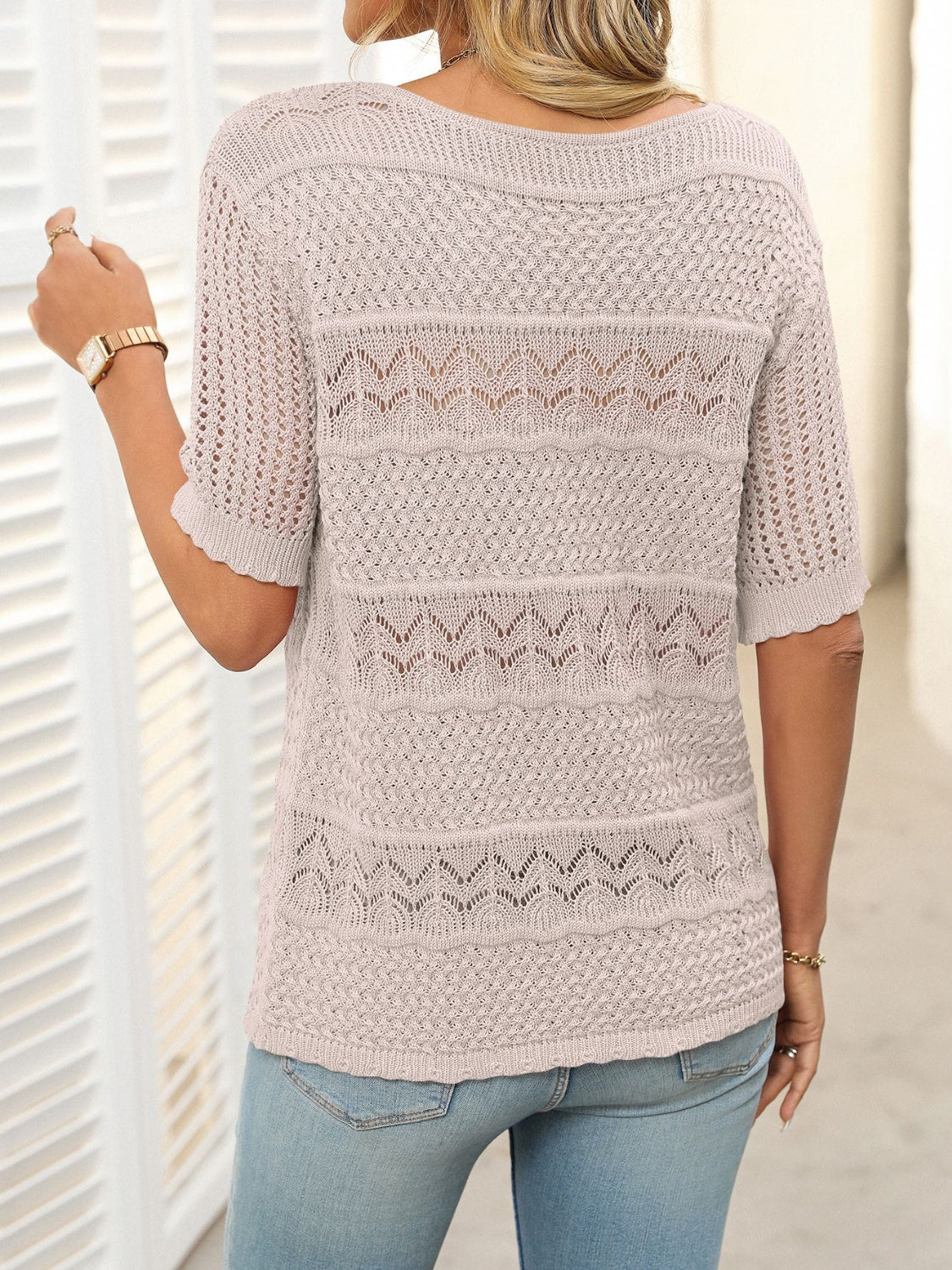 Women's Mandy Round Neck Half Sleeve Knit Top