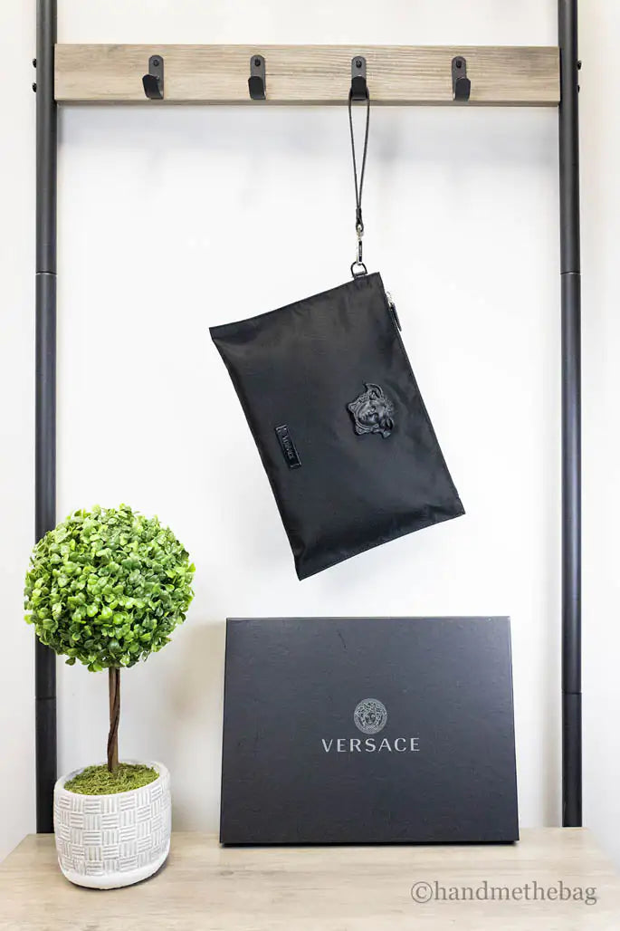 Versace Nylon Medusa Convertible Pouch Clutch