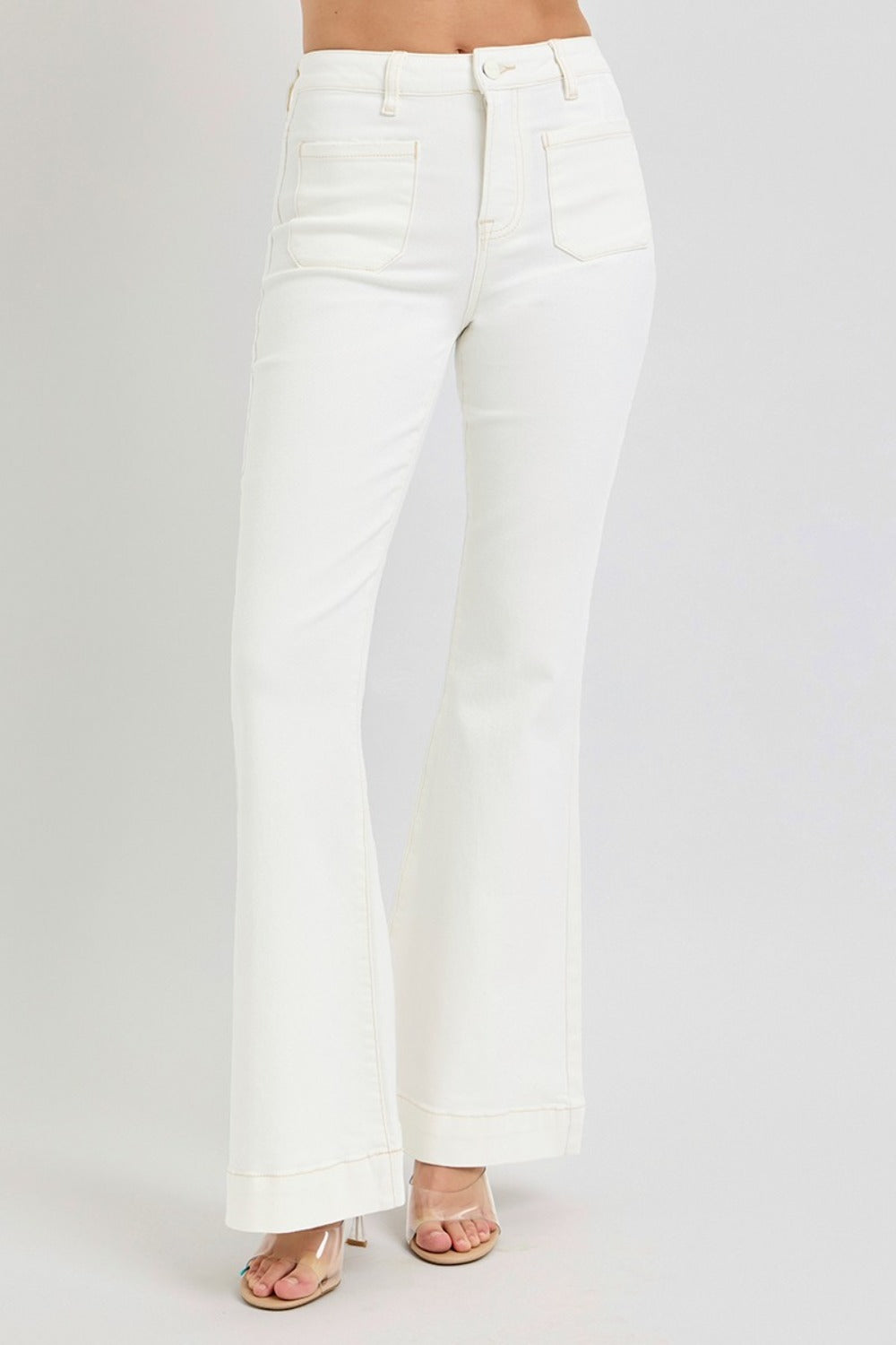 Women's High Rise Front Patch Flare Jeans