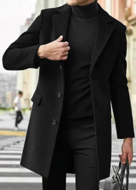 Men's Mid Length Woolen Coat