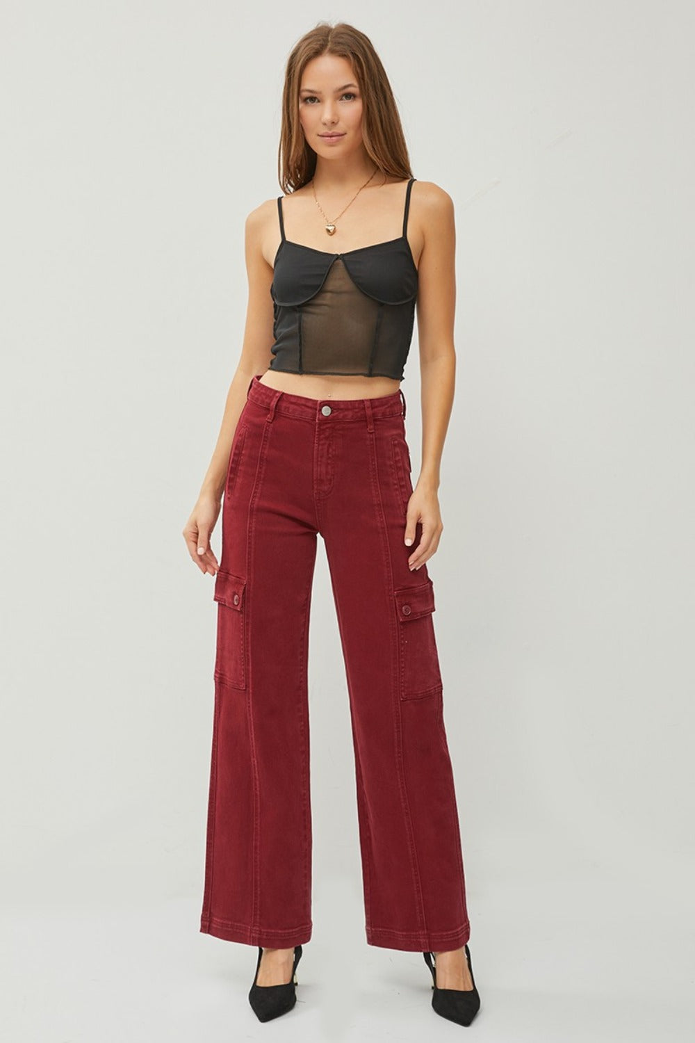 Women's High Rise Wide Leg Cargo Jeans