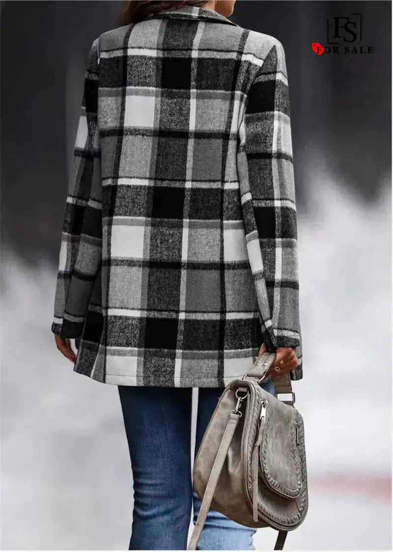 Women's Casual Checkered Coat