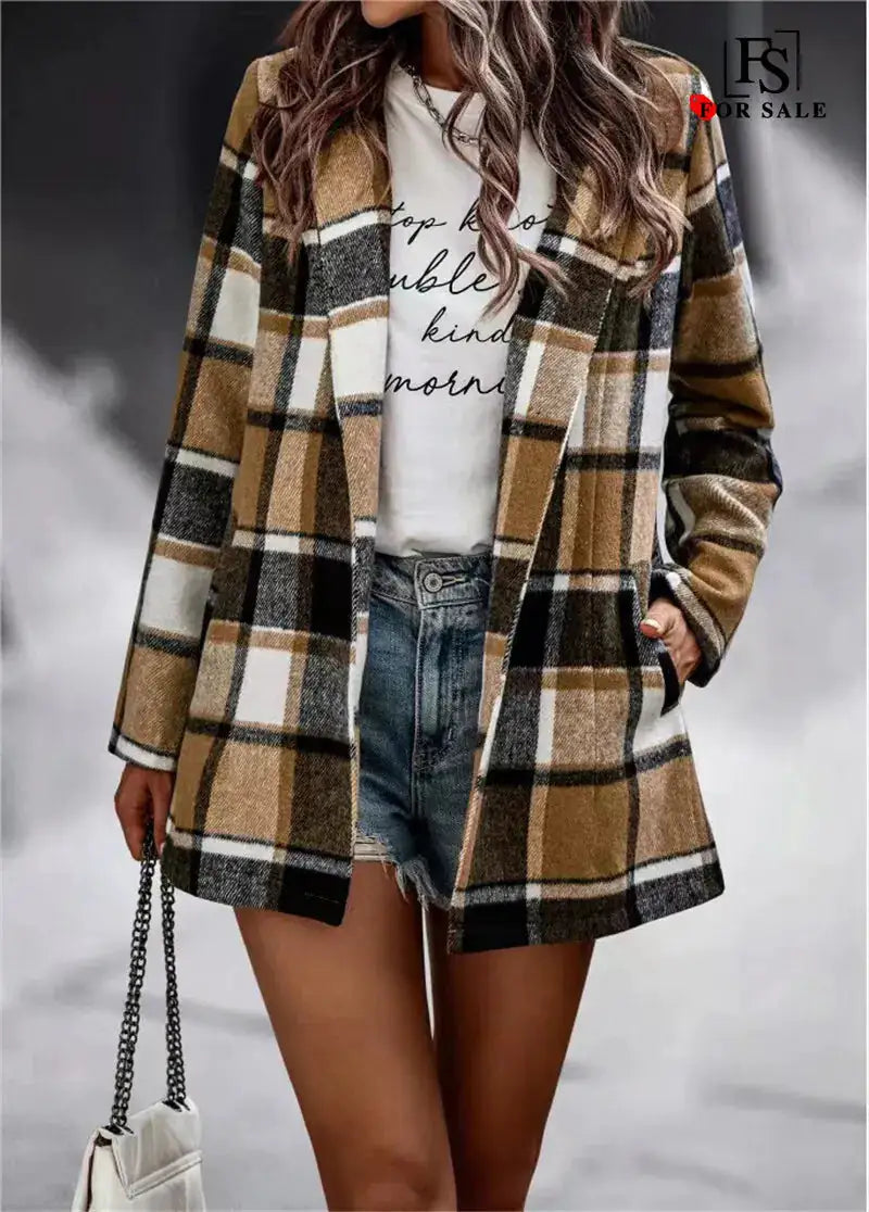 Women's Casual Checkered Coat