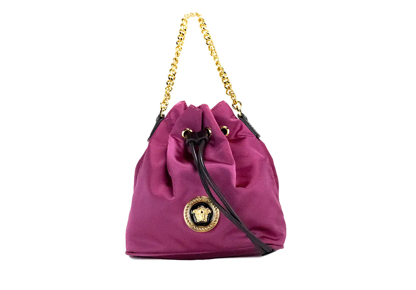 Versace Dahlia Nylon Medusa Pendant Chain Crossbody Bag