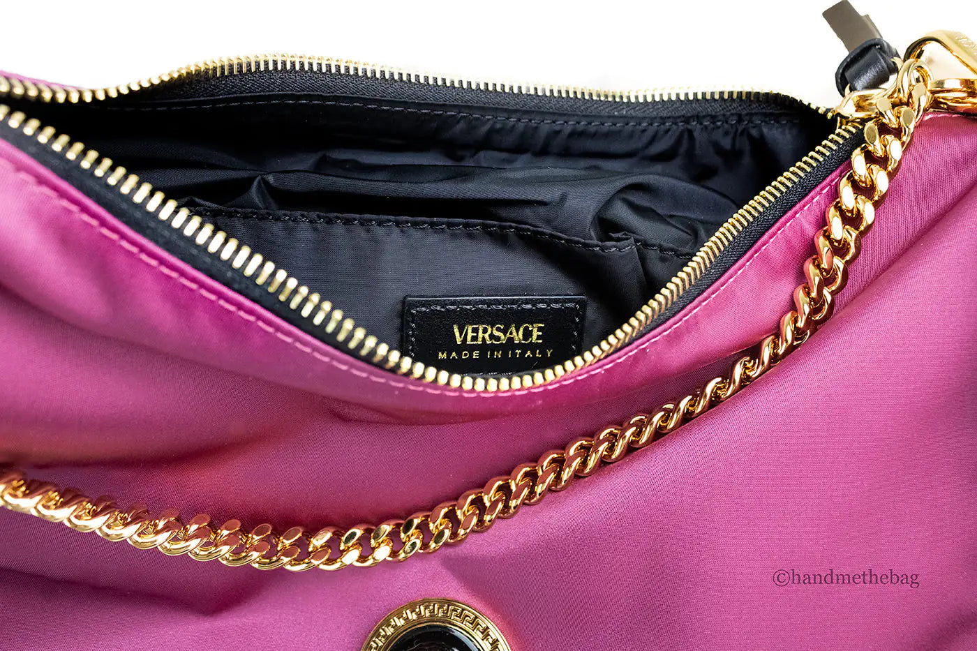 Versace Dahlia Nylon Medusa Pendant Shoulder Bag