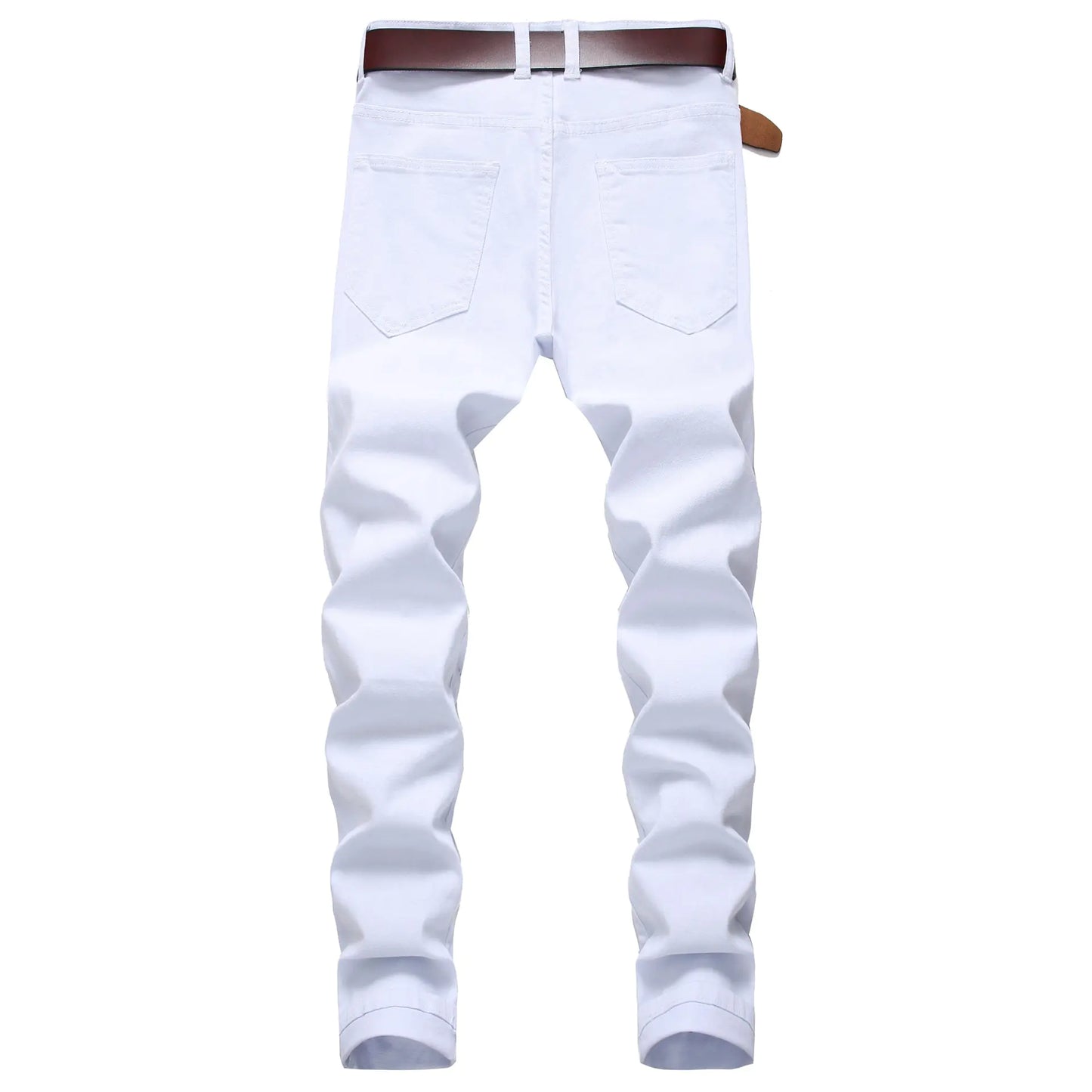 Men's White Distressed Straight Fit Jeans