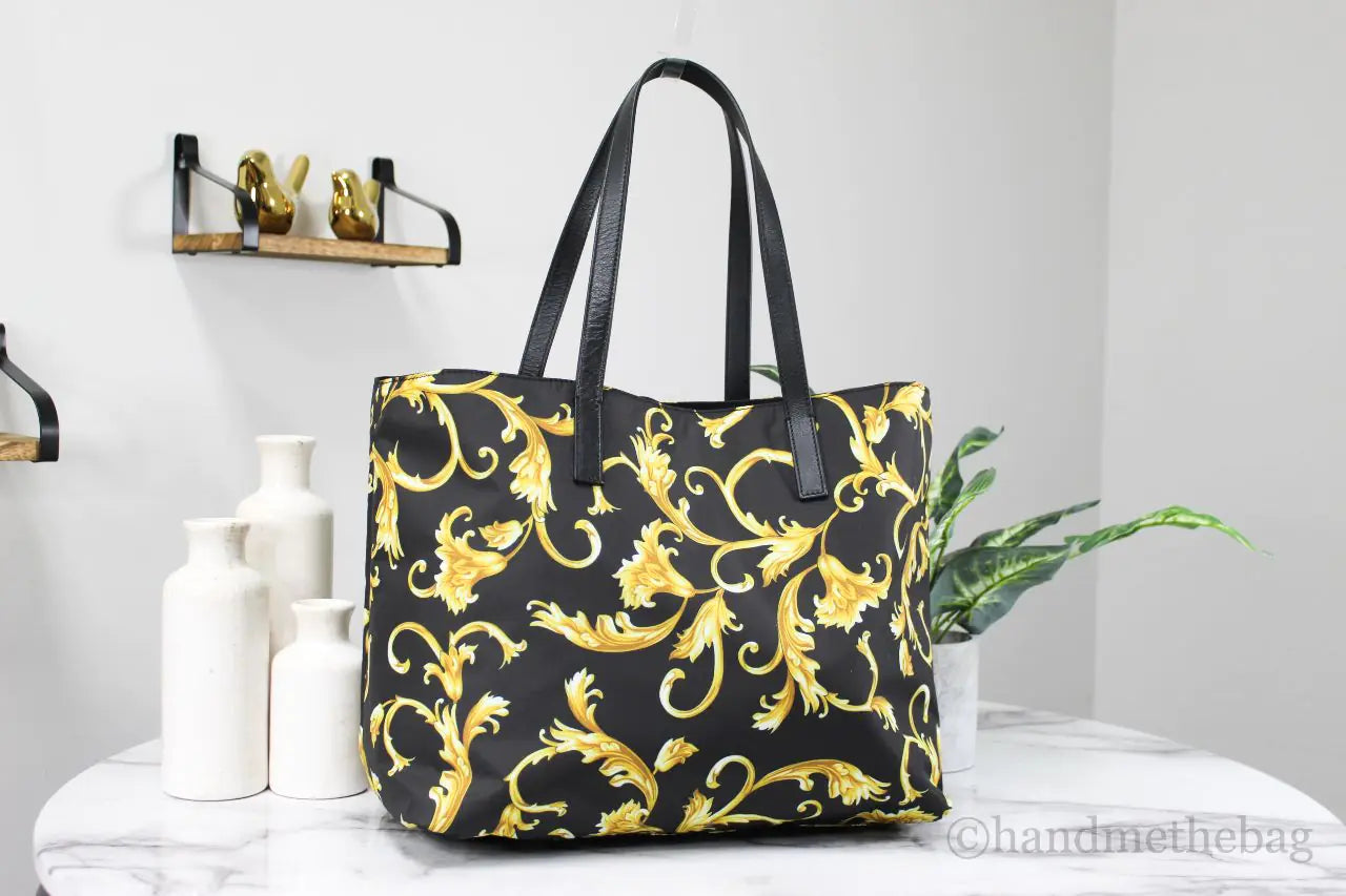 Versace Gold Print Nylon Stampato Tote Bag