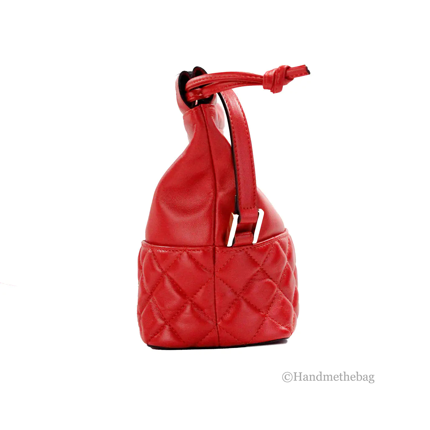 Versace Red Quilted Leather Drawstring Bucket Bag