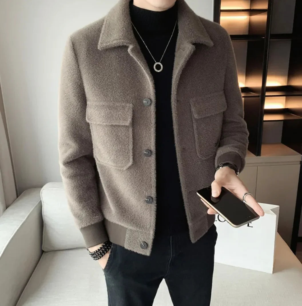 Men's Golden Mink Velvet Fur Coat