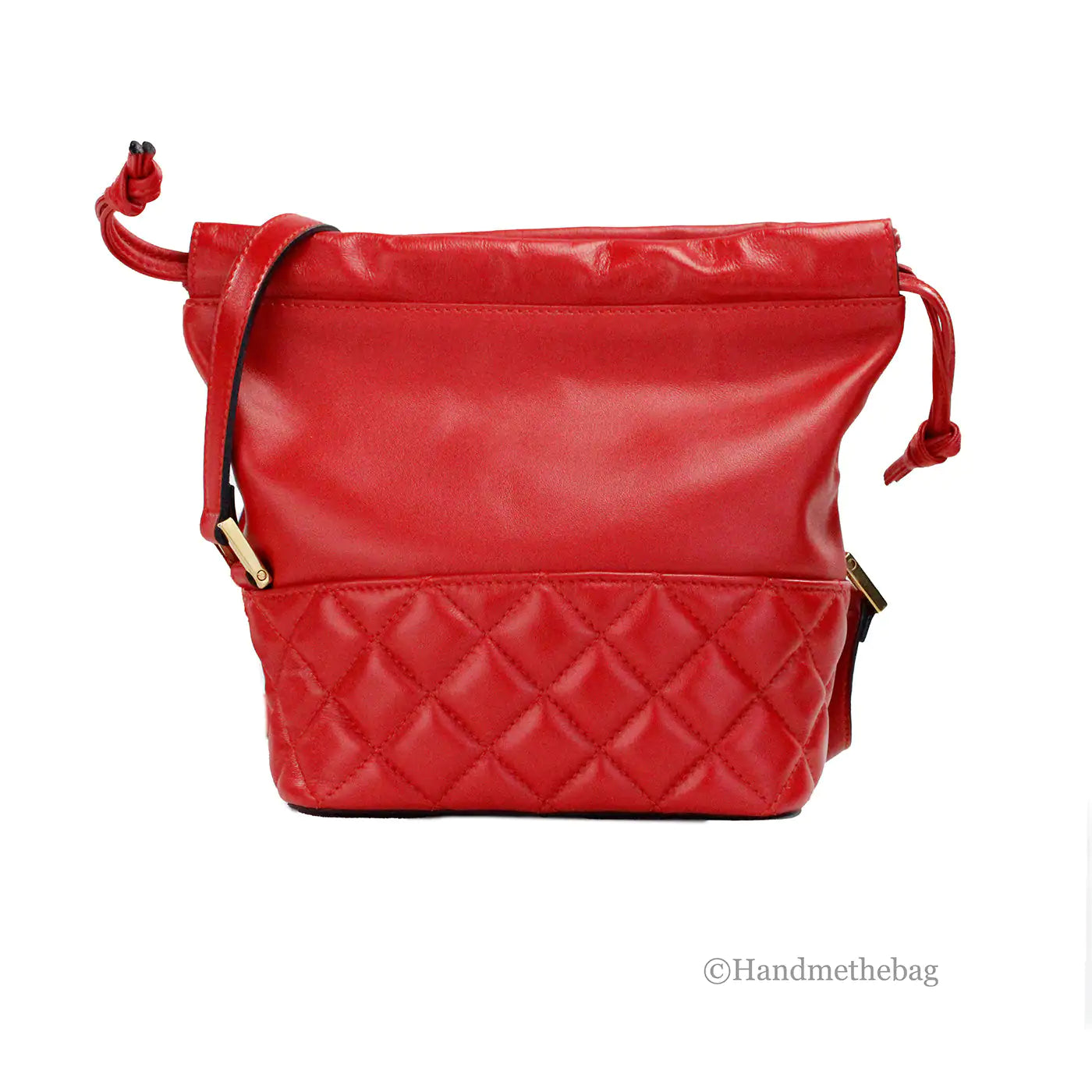 Versace Red Quilted Leather Drawstring Bucket Bag