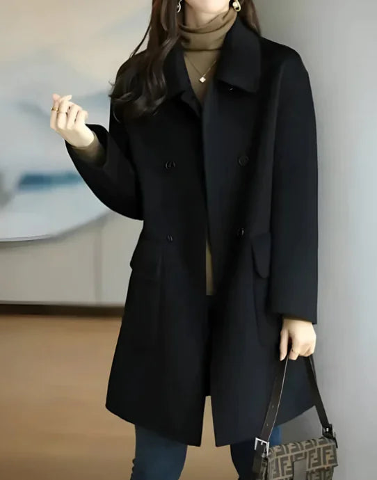 Women's Slim Fit And Mid Length Woolen Coat